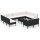 vidaXL 12-tlg. Garten-Lounge-Set mit Auflagen Poly Rattan Schwarz