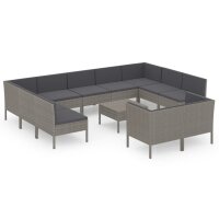 vidaXL 12-tlg. Garten-Lounge-Set mit Auflagen Poly Rattan...