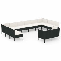 vidaXL 12-tlg. Garten-Lounge-Set mit Auflagen Poly Rattan...