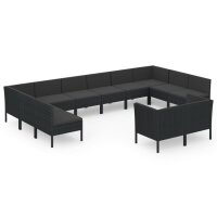 vidaXL 12-tlg. Garten-Lounge-Set mit Auflagen Poly Rattan...