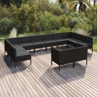 vidaXL 12-tlg. Garten-Lounge-Set mit Auflagen Poly Rattan...