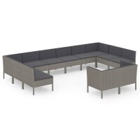 vidaXL 12-tlg. Garten-Lounge-Set mit Auflagen Poly Rattan...