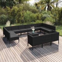 vidaXL 14-tlg. Garten-Lounge-Set mit Auflagen Poly Rattan...