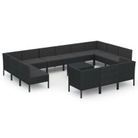 vidaXL 14-tlg. Garten-Lounge-Set mit Auflagen Poly Rattan...