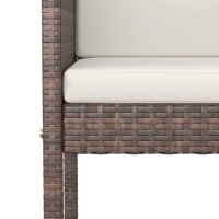 vidaXL 3-tlg. Gartenbar-Set mit Kissen Poly Rattan Braun