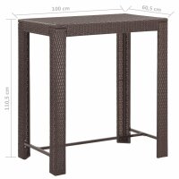 vidaXL 5-tlg. Gartenbar-Set mit Kissen Poly Rattan Braun