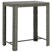 vidaXL 5-tlg. Gartenbar-Set mit Kissen Poly Rattan Grau