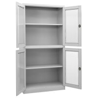 vidaXL Büroschrank Hellgrau 90x40x180 cm Stahl und Gehärtetes Glas