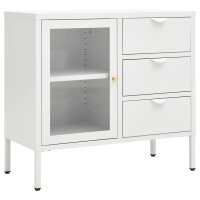 vidaXL Sideboard Weiß 75x35x70 cm Stahl und Hartglas