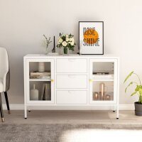 vidaXL Sideboard Weiß 105x35x70 cm Stahl und Hartglas