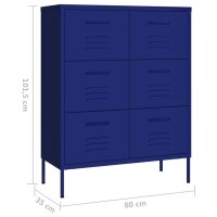 vidaXL Schubladenschrank Marineblau 80x35x101,5 cm Stahl