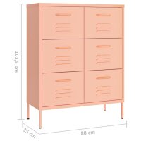 vidaXL Schubladenschrank Rosa 80x35x101,5 cm Stahl