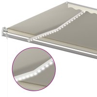 WOWONA Gelenkarmmarkise Einziehbar mit LED 5x3,5 m Cremeweiß
