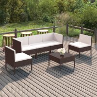 vidaXL 6-tlg. Garten-Lounge-Set mit Auflagen Poly Rattan...