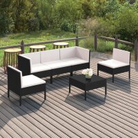 vidaXL 6-tlg. Garten-Lounge-Set mit Auflagen Poly Rattan...