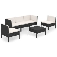 vidaXL 6-tlg. Garten-Lounge-Set mit Auflagen Poly Rattan Schwarz