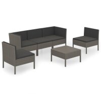 vidaXL 6-tlg. Garten-Lounge-Set mit Auflagen Poly Rattan...