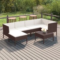 vidaXL 7-tlg. Garten-Lounge-Set mit Auflagen Poly Rattan Braun