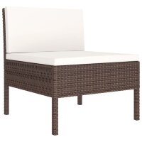 vidaXL 7-tlg. Garten-Lounge-Set mit Auflagen Poly Rattan Braun