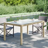 vidaXL Gartentisch 150x90x75 cm Geh&auml;rtetes Glas Poly Rattan Beige