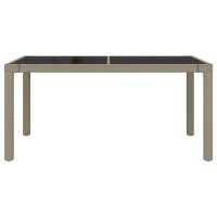 vidaXL Gartentisch 150x90x75 cm Geh&auml;rtetes Glas Poly Rattan Beige