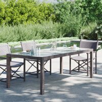 vidaXL Gartentisch Braun 190x90x75 cm Geh&auml;rtetes Glas und Poly Rattan