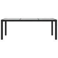 vidaXL Gartentisch Schwarz 190x90x75 cm Geh&auml;rtetes Glas Poly Rattan