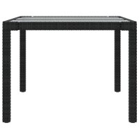 vidaXL Gartentisch Schwarz 190x90x75 cm Geh&auml;rtetes Glas Poly Rattan