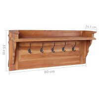 vidaXL Wandgarderobe 80x16,5x35 cm Massivholz Teak