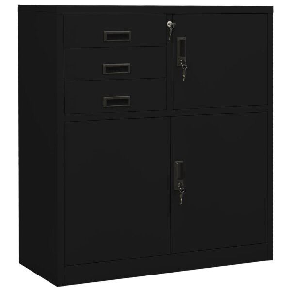 vidaXL B&uuml;roschrank Schwarz 90x40x102 cm Stahl