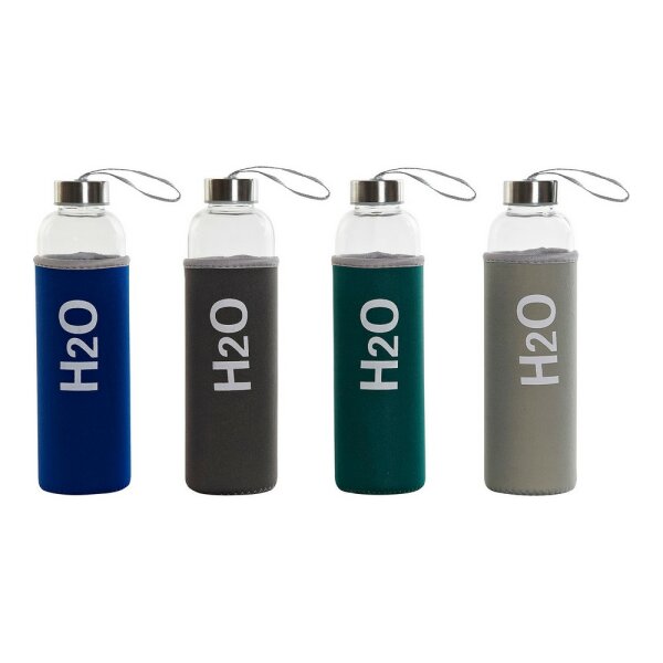 Kristallflasche mit Neoprenh&uuml;lle DKD Home Decor H2O Aluminium (600 ml) (4 pcs)