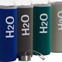 Kristallflasche mit Neoprenh&uuml;lle DKD Home Decor H2O Aluminium (600 ml) (4 pcs)