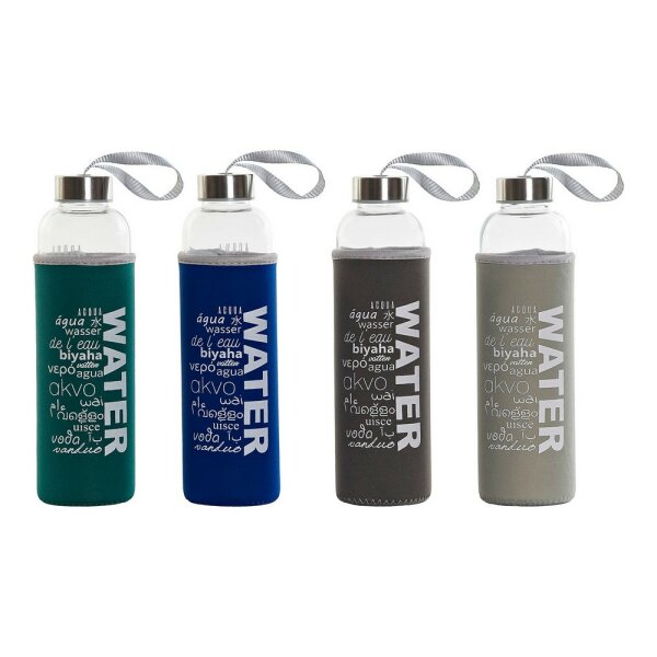 Kristallflasche mit Neoprenh&uuml;lle DKD Home Decor Water Aluminium (600 ml) (4 pcs)