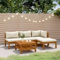 vidaXL 5-tlg. Garten-Lounge-Set mit Creme Kissen...