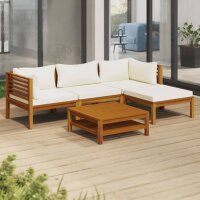 vidaXL 5-tlg. Garten-Lounge-Set mit Creme Kissen...