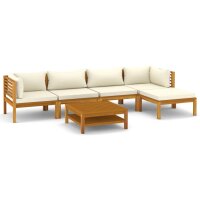 vidaXL 6-tlg. Garten-Lounge-Set mit Creme Kissen Massivholz Akazie