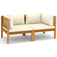 vidaXL 2-Sitzer-Gartensofa mit Creme Kissen Massivholz Akazie