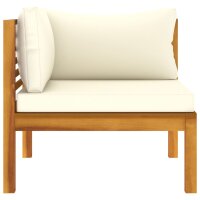 vidaXL 2-Sitzer-Gartensofa mit Creme Kissen Massivholz Akazie