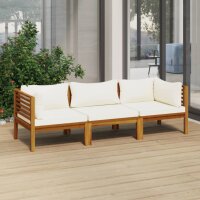 vidaXL 3-Sitzer-Gartensofa mit Creme Kissen Massivholz Akazie