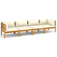 vidaXL 4-Sitzer-Gartensofa mit Creme Kissen Massivholz Akazie