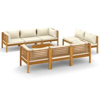 vidaXL 9-tlg. Garten-Lounge-Set mit Creme Kissen Massivholz Akazie