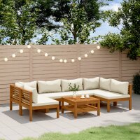 vidaXL 7-tlg. Garten-Lounge-Set mit Creme Kissen...