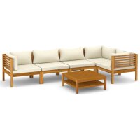 vidaXL 6-tlg. Garten-Lounge-Set mit Creme Kissen Massivholz Akazie