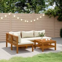 vidaXL 5-tlg. Garten-Lounge-Set mit Creme Kissen...