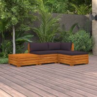 vidaXL 4-tlg. Garten-Lounge-Set mit Kissen Massivholz Akazie