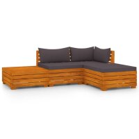 vidaXL 4-tlg. Garten-Lounge-Set mit Kissen Massivholz Akazie