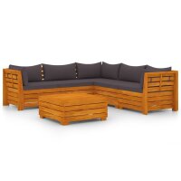 vidaXL 6-tlg. Garten-Lounge-Set mit Kissen Massivholz Akazie