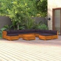 WOWONA 11-tlg. Garten-Lounge-Set mit Kissen Massivholz...