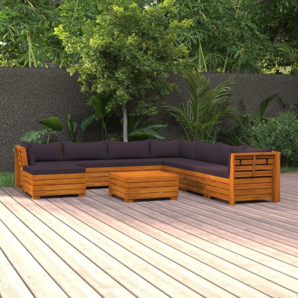 vidaXL 9-tlg. Garten-Lounge-Set mit Kissen Massivholz Akazie