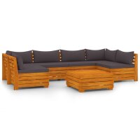 vidaXL 7-tlg. Garten-Lounge-Set mit Kissen Massivholz Akazie